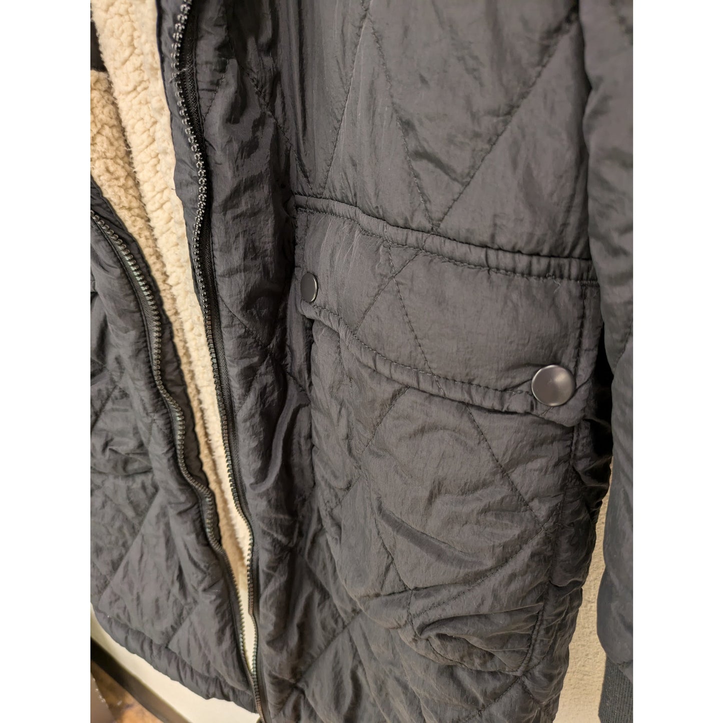 Black Sherpa Lined Puffer Parka