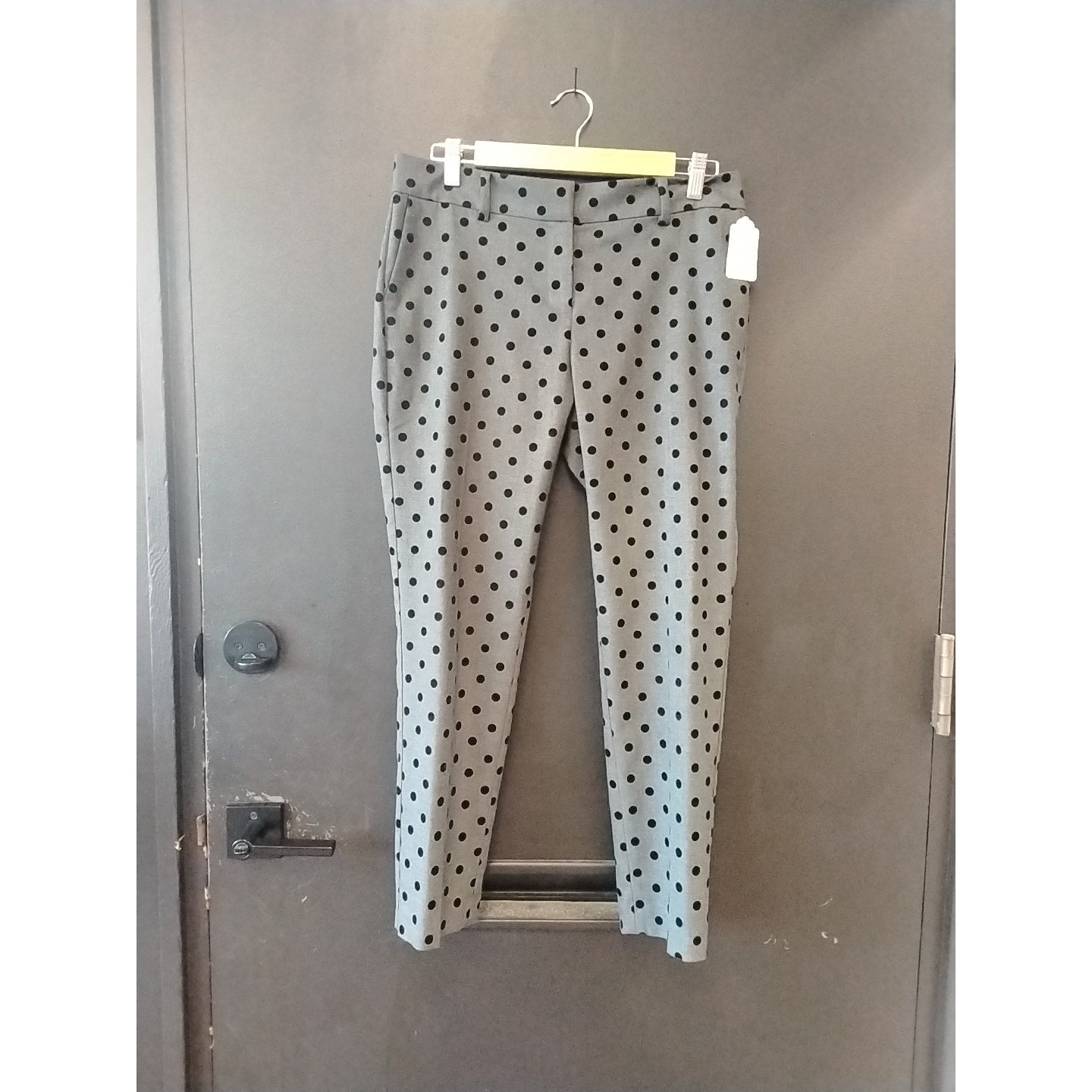 Ann Taylor Gray and Black Polka-Dot Trousers
