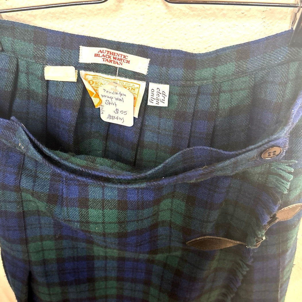 Vintage Pendleton Wool Plaid Wrap Skirt