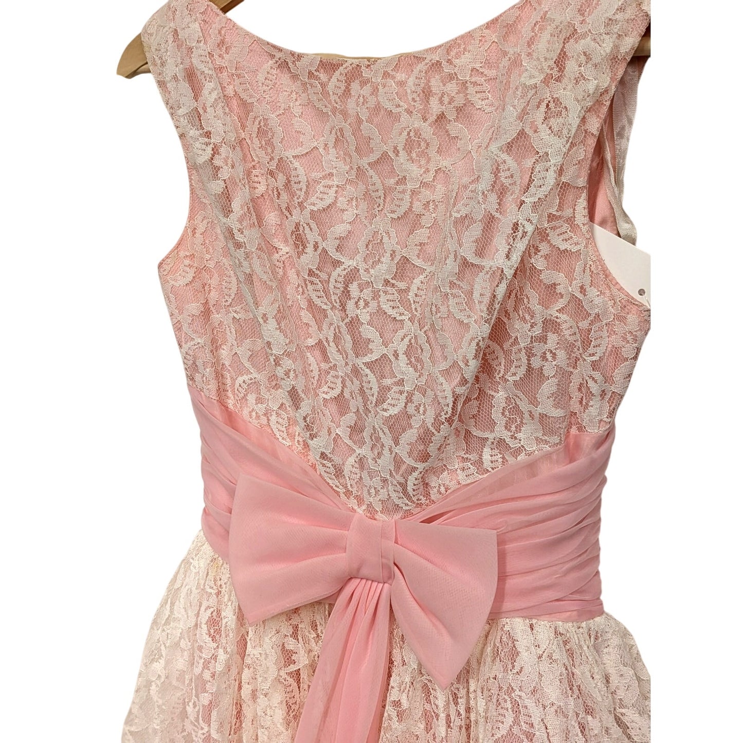 1980s Pink Midi Lace Dress