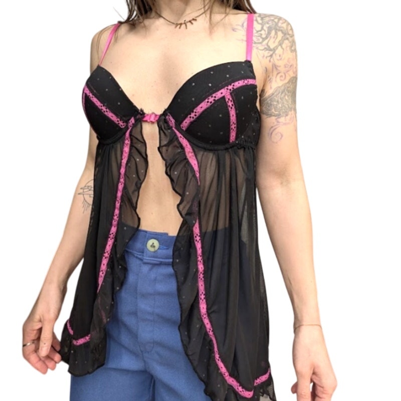 Y2k Per Lei Black and Pink Lingerie