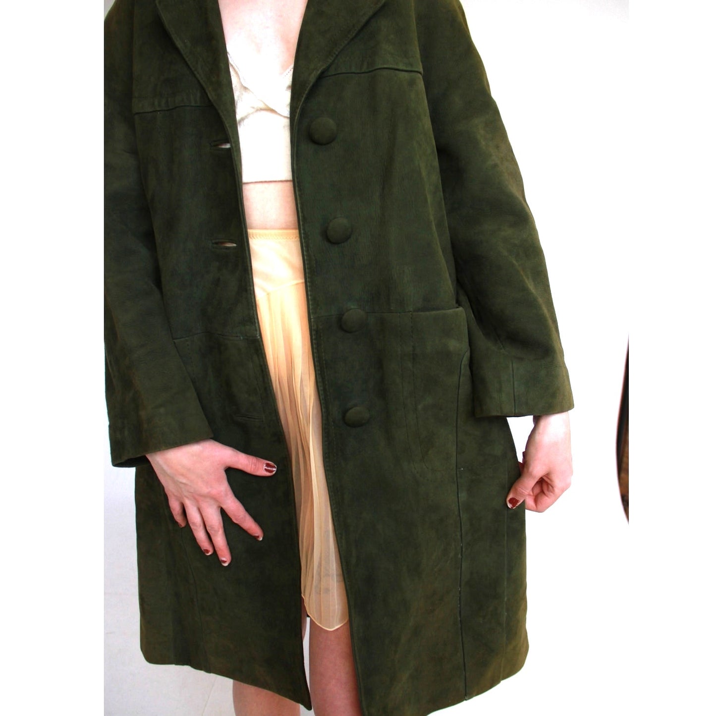 Vintage Aquascutum Green Suede Mid Length Jacket