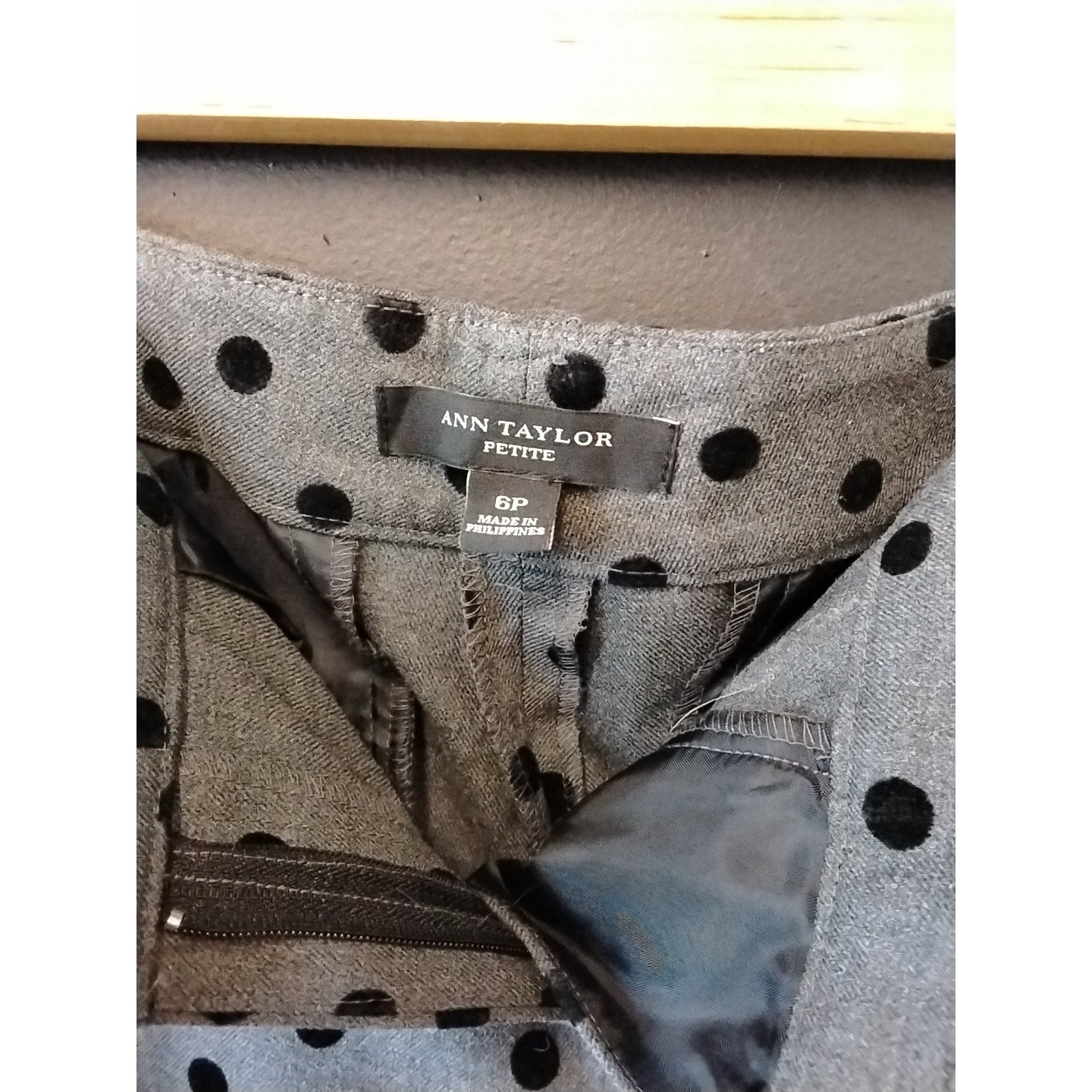 Ann Taylor Gray and Black Polka-Dot Trousers