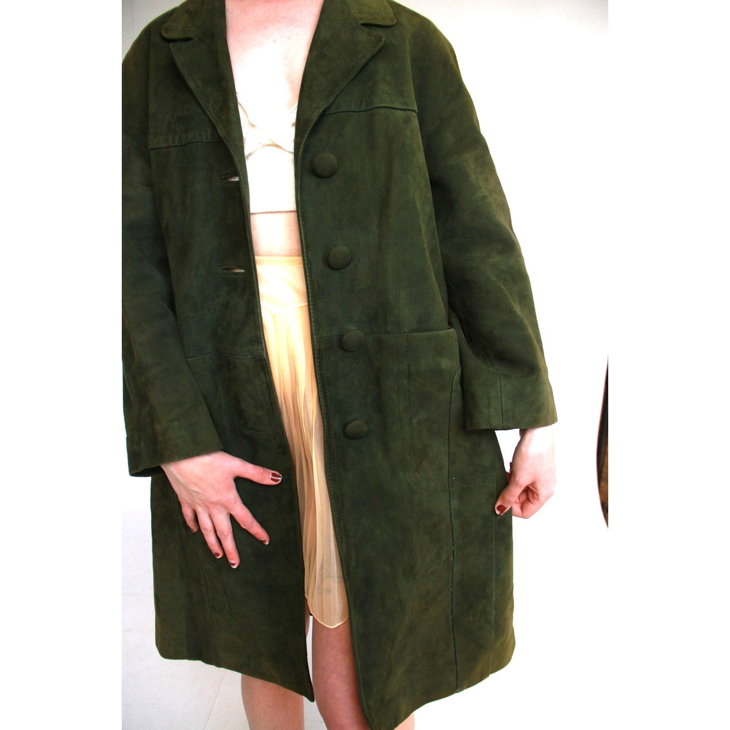 Vintage Aquascutum Green Suede Mid Length Jacket