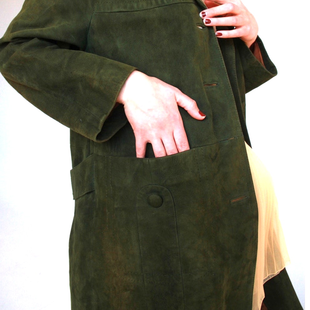 Vintage Aquascutum Green Suede Mid Length Jacket