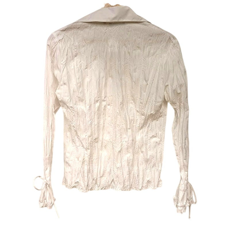 La Caviar White Y2K Ruffle Blouse