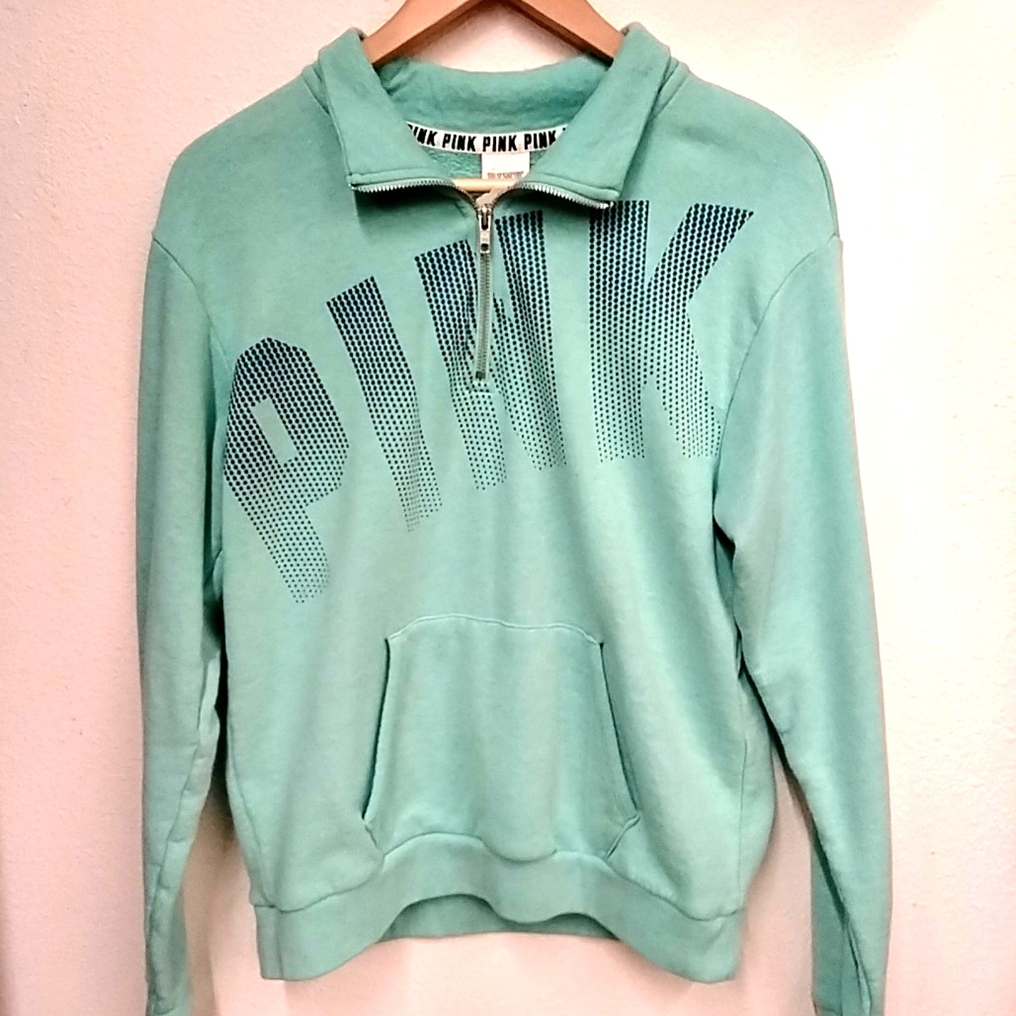 Mint Green PINK Quarter Zip