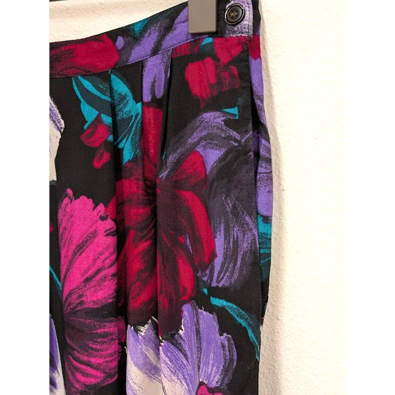 L.L. Emmery Pleated Jewel Toned Floral Midi Skirt
