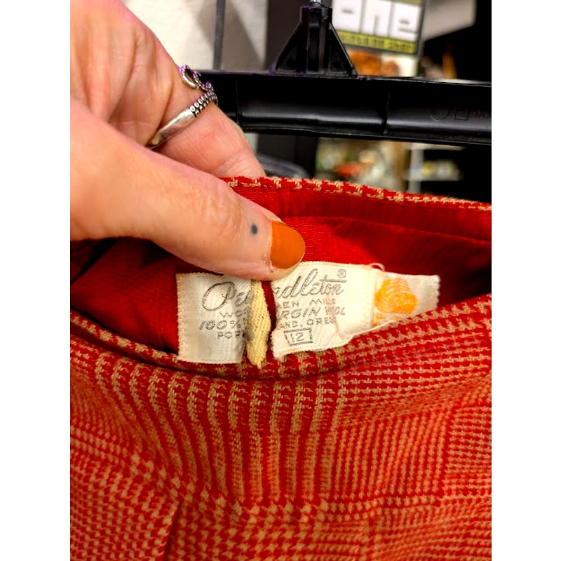 1970s Pendleton Wool Houndstooth Shirt/Skirt Set