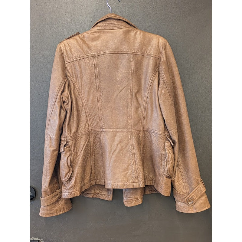 IDRA Brown Leather Double Breasted Jacket