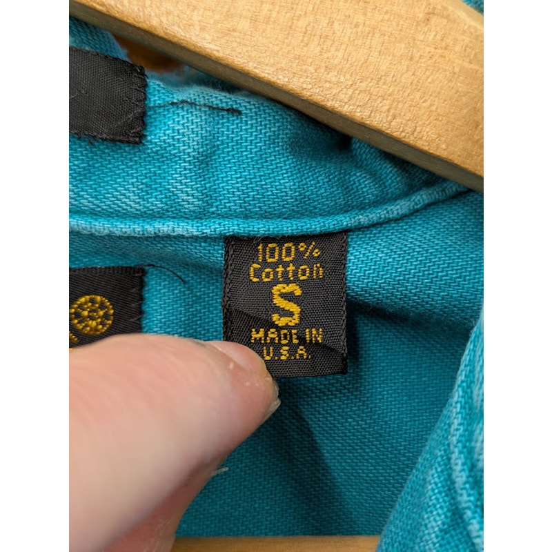 Distressed Teal Eddie Bauer Cotton Button Up Shirt