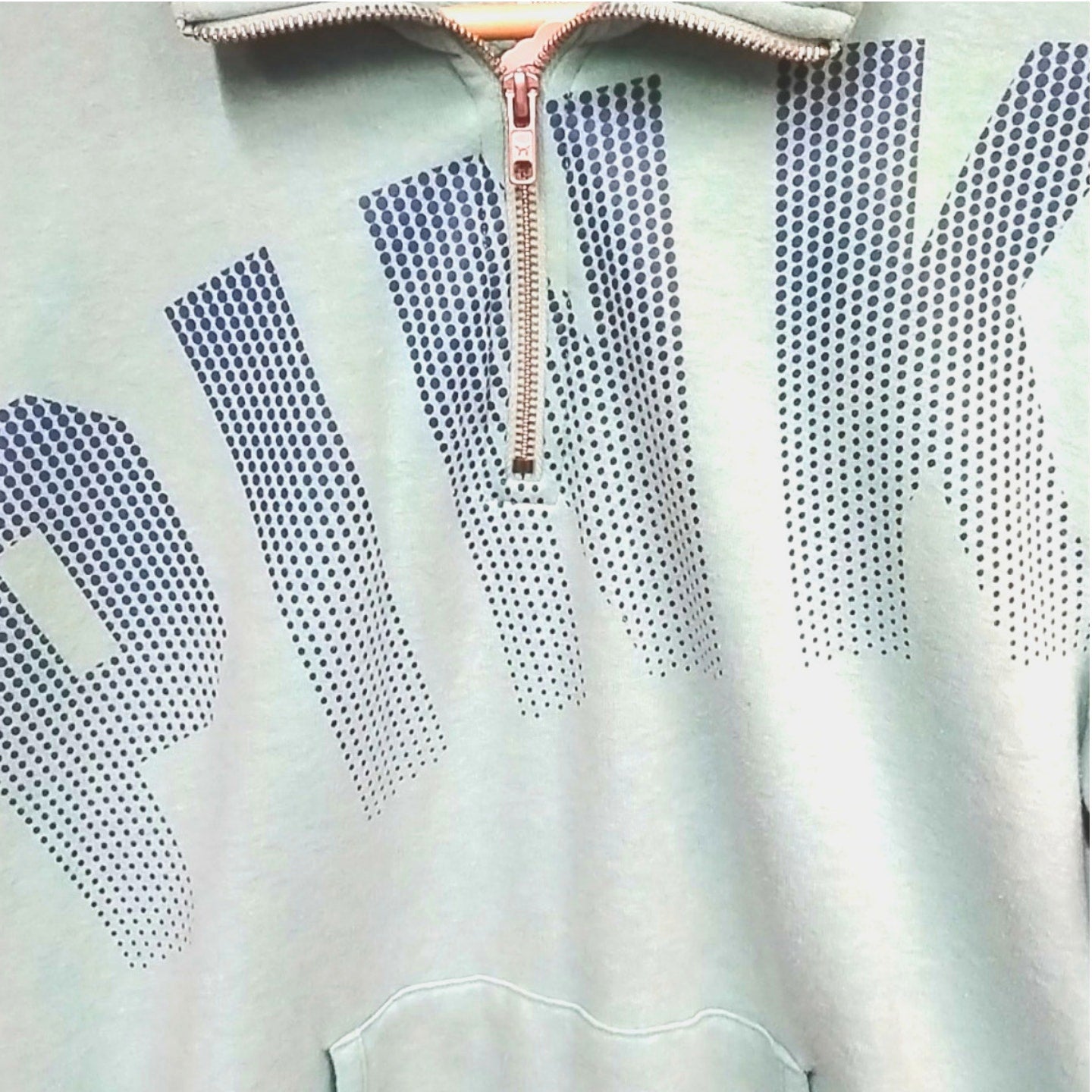 Mint Green PINK Quarter Zip