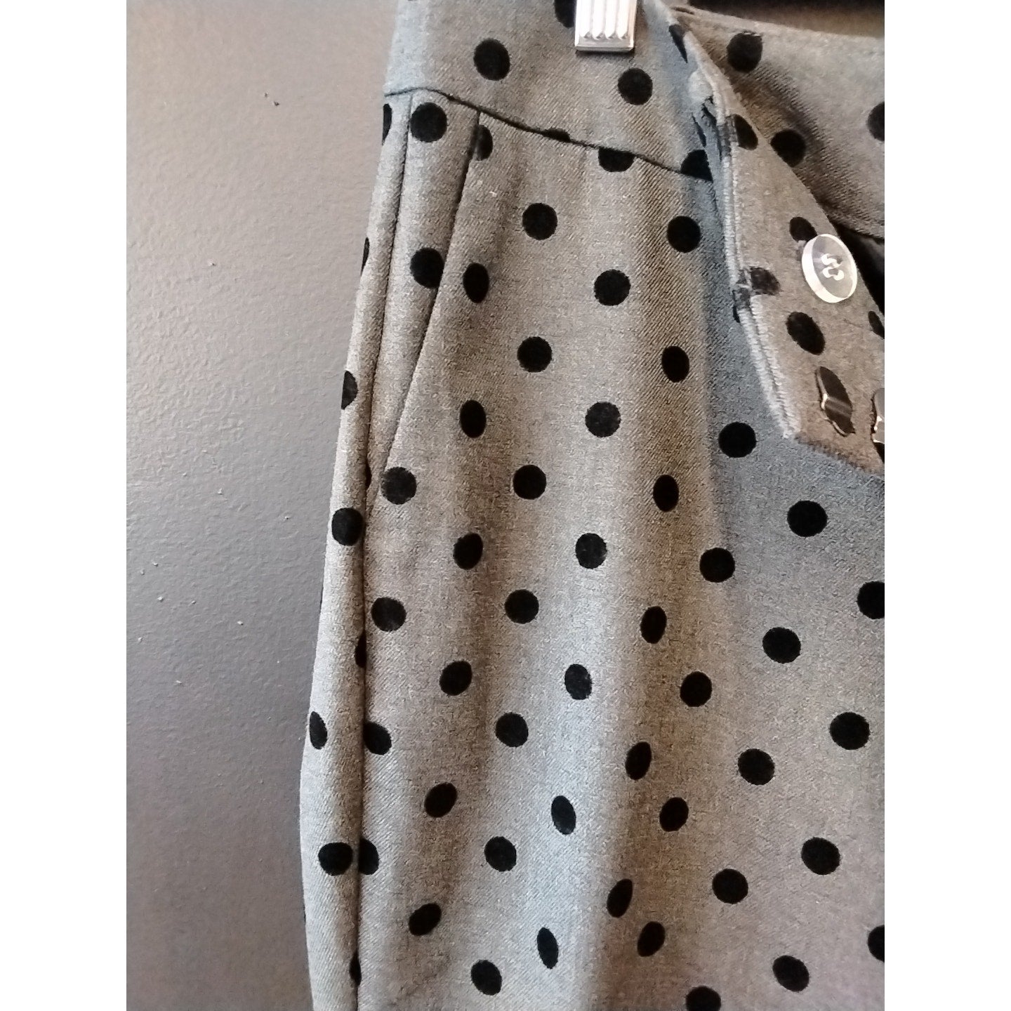 Ann Taylor Gray and Black Polka-Dot Trousers