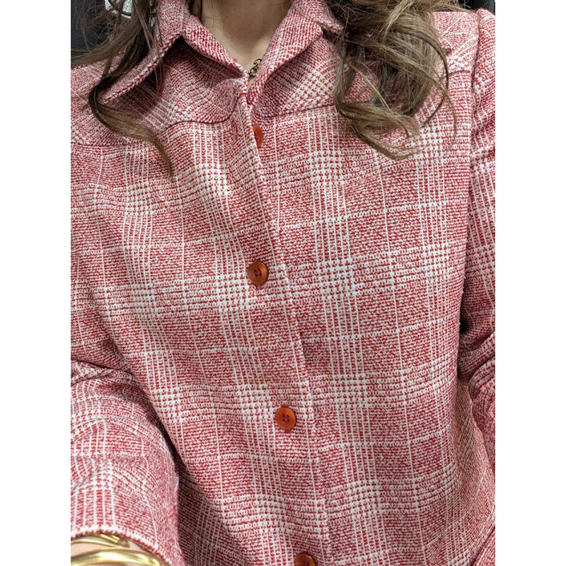 1970s Pink and White Polyester Trouser and Shirt Set