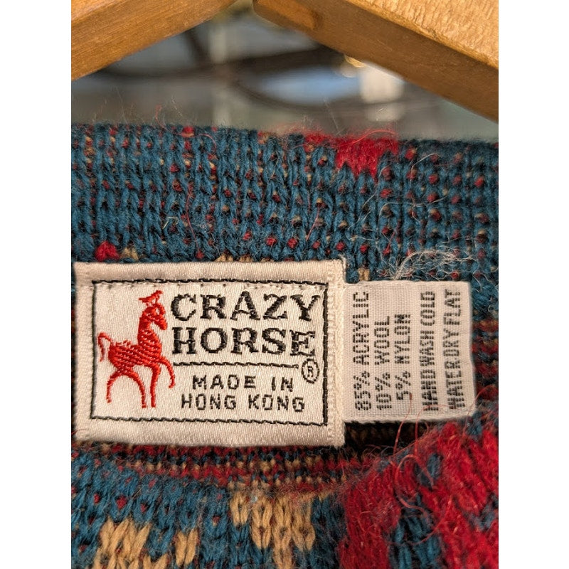 Vintage Crazy Horse Rose Print Sweater