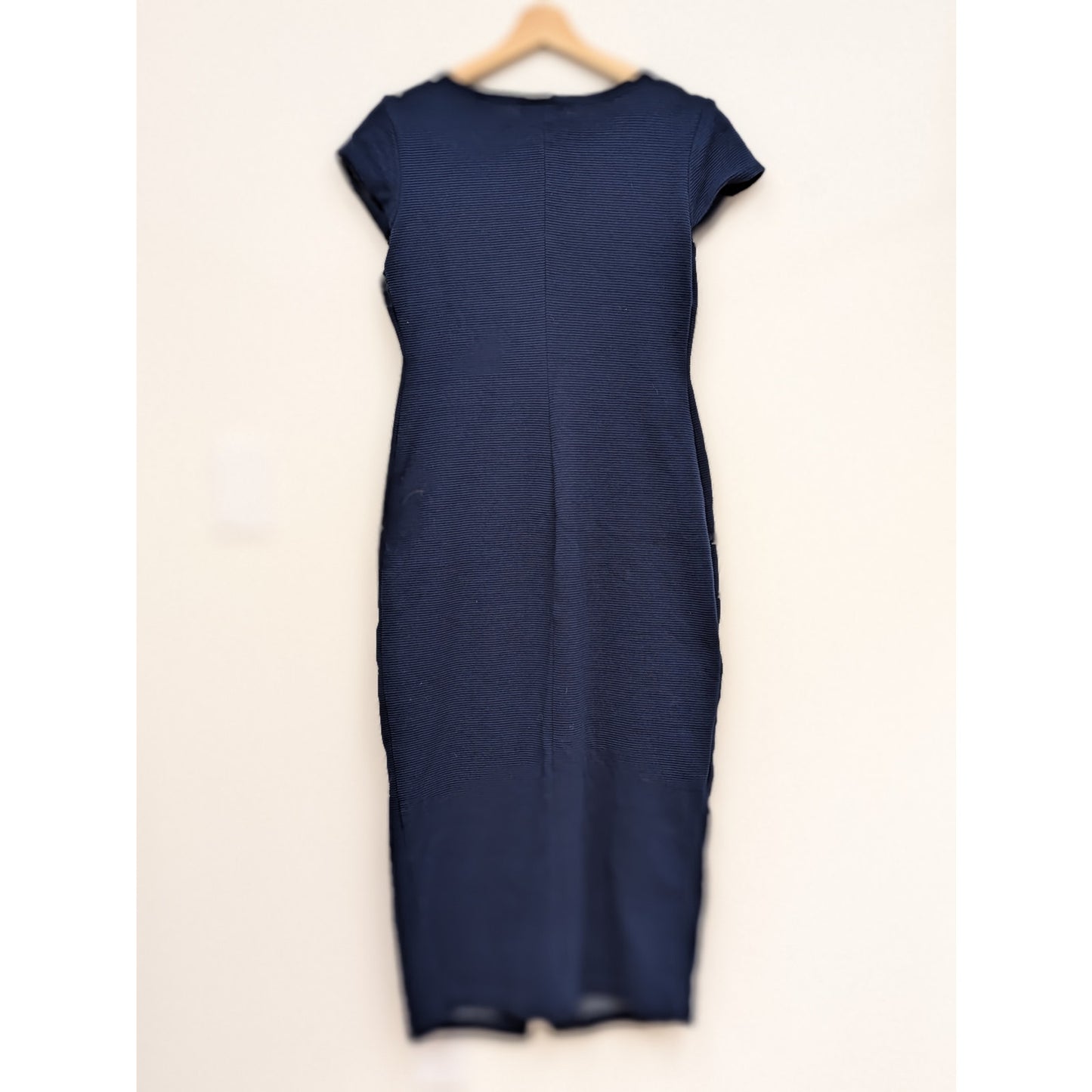 1990s Next Era Ribbed Navy Bodycon Midi Dress.