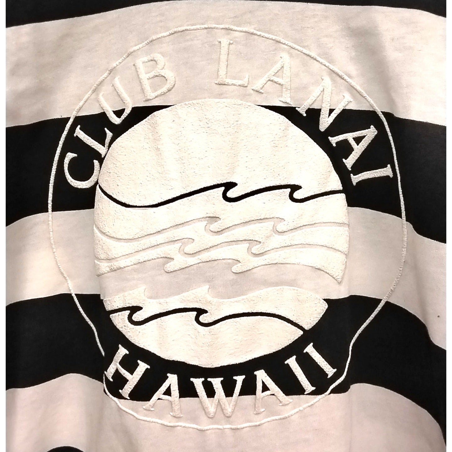 Club Lanai Black and White Striped Hawaii Tee