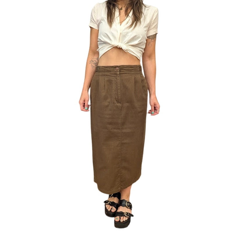 Vintage Jones Wear Cotton Brown Midi Skirt