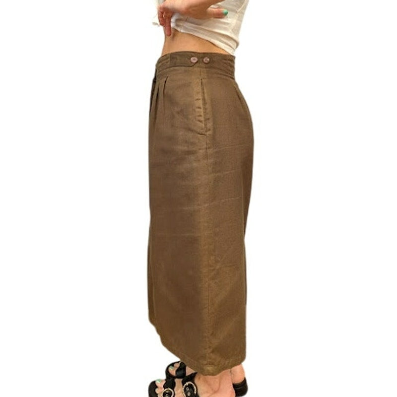 Vintage Jones Wear Cotton Brown Midi Skirt