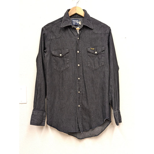 Vintage Dark Grey Wrangler western pearl snap up shirt