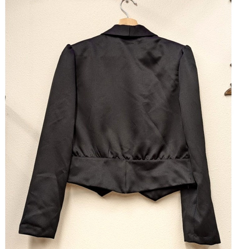 La Bene Black Satin Formal Short Jacket