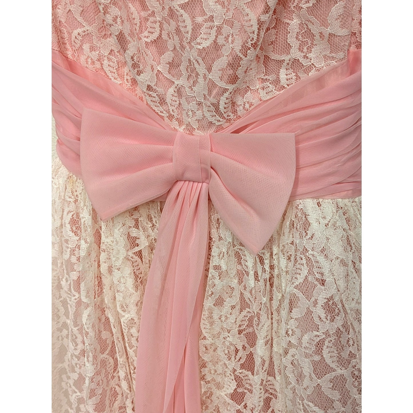 1980s Pink Midi Lace Dress
