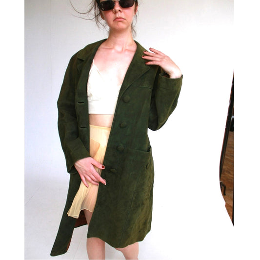 Vintage Aquascutum Green Suede Mid Length Jacket