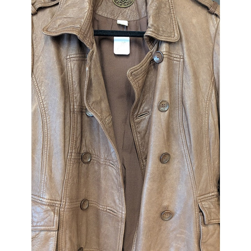 IDRA Brown Leather Double Breasted Jacket