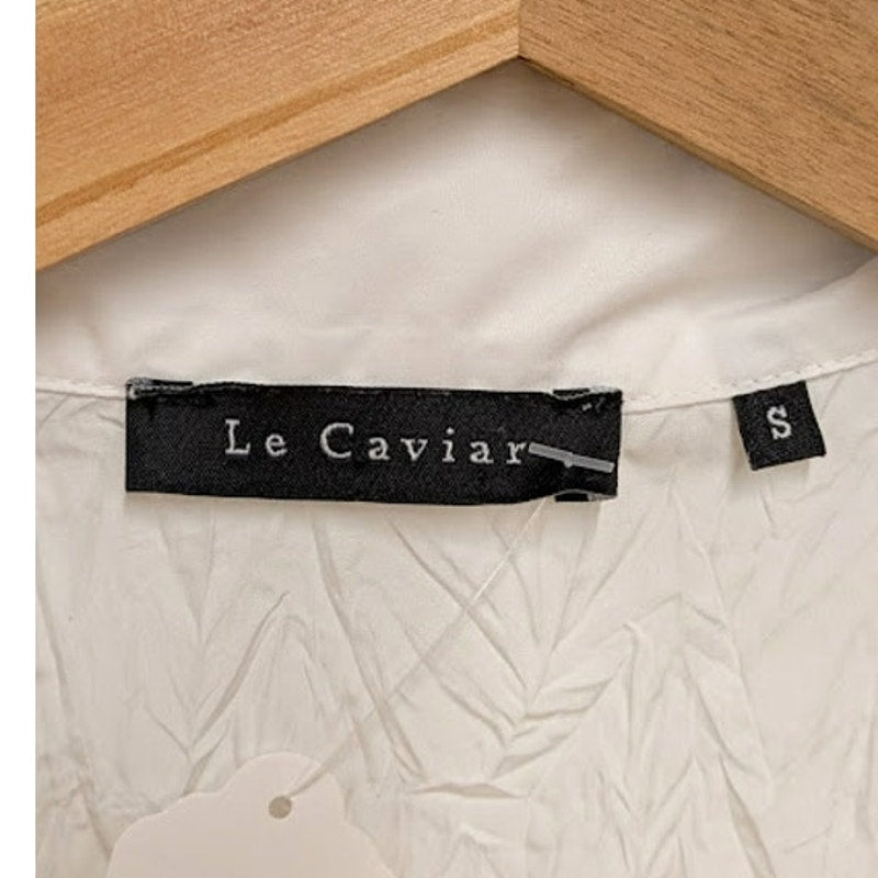 La Caviar White Y2K Ruffle Blouse