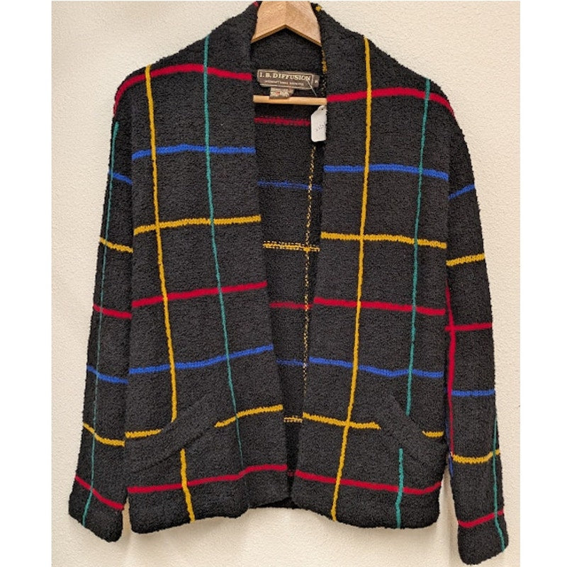 90s I.B. Diffusion Checkered Cardigan