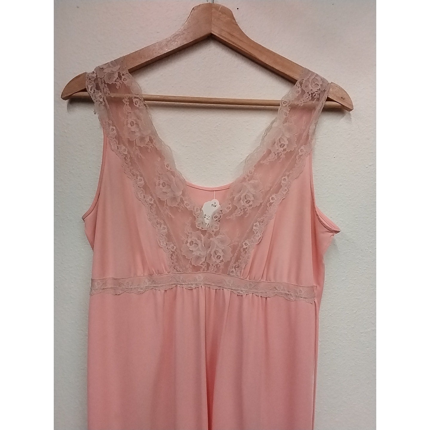 Vintage Long Pink Nighty w/ Lace Details