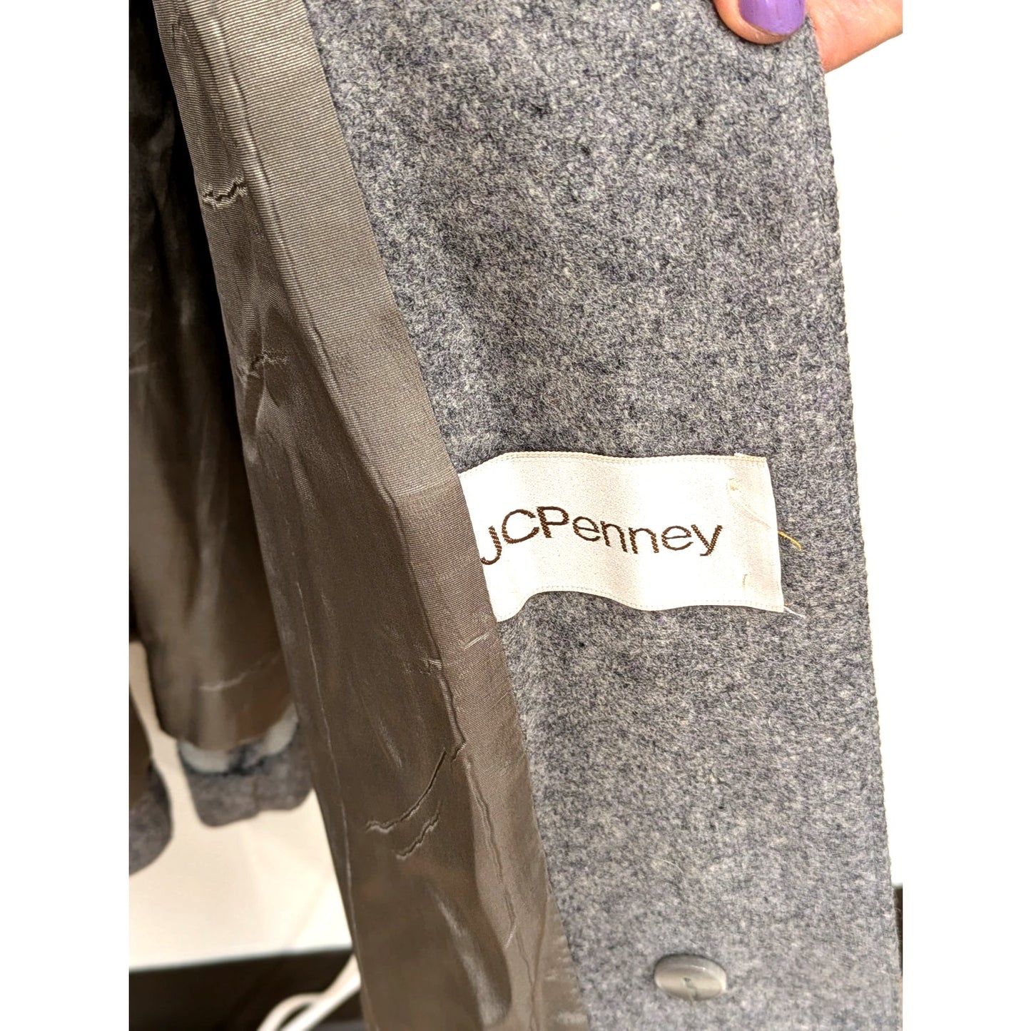 1980s JCPenney Grey Wool Hooded Coat