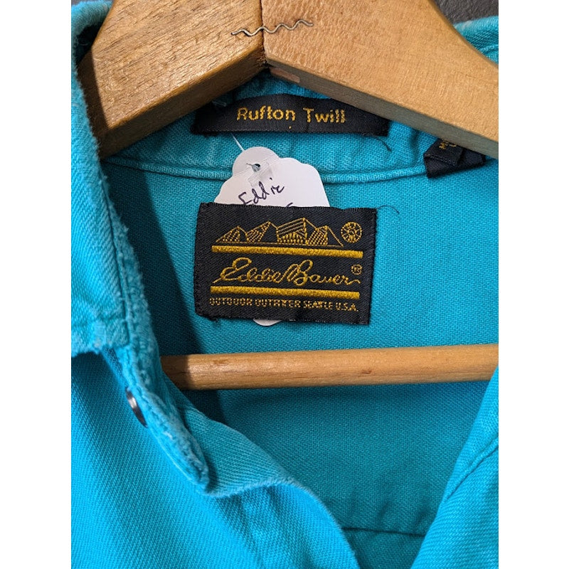 Distressed Teal Eddie Bauer Cotton Button Up Shirt