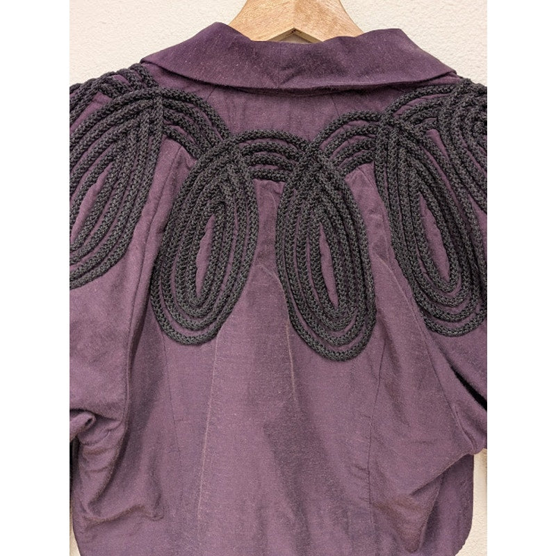 Casadei Purple Cropped Jacket with Rope Shoulder Detail