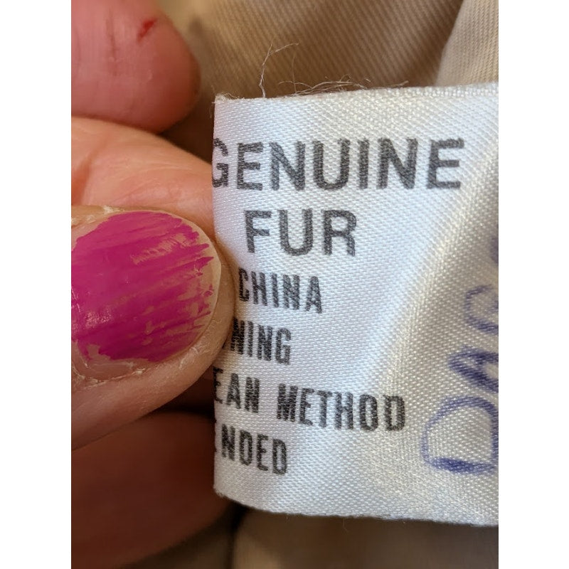 White and Brown Genuine Rabbit Fur Coat
