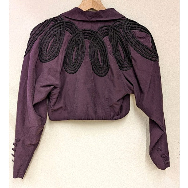 Casadei Purple Cropped Jacket with Rope Shoulder Detail