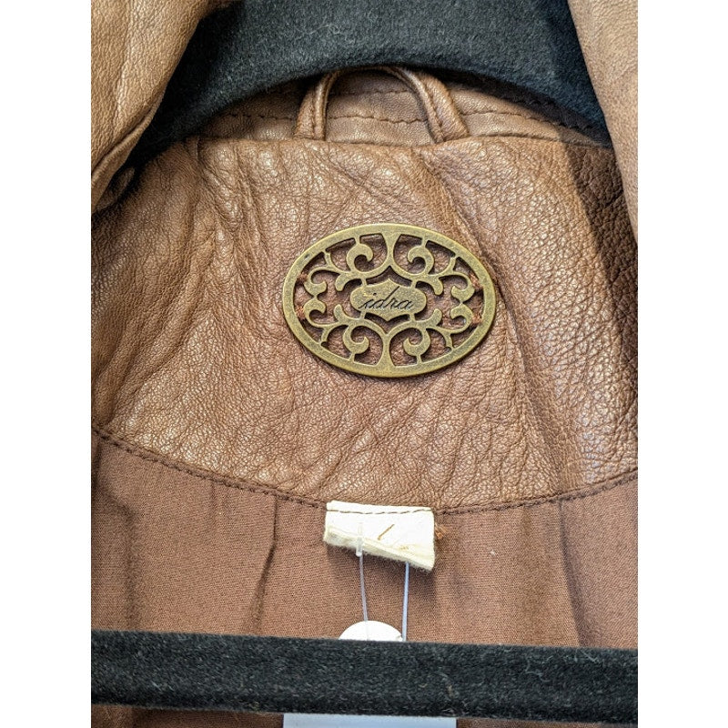 IDRA Brown Leather Double Breasted Jacket