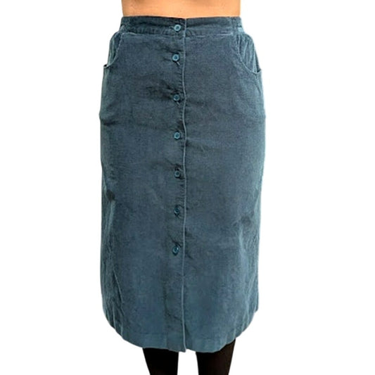 Vintage Blue Corduroy Midi Skirt