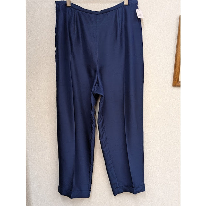 Valerie Stevens Petite Silk Navy Trousers