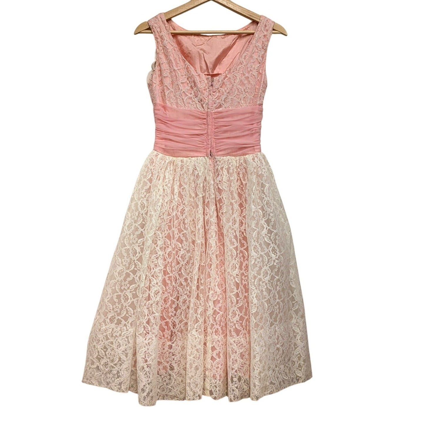 1980s Pink Midi Lace Dress