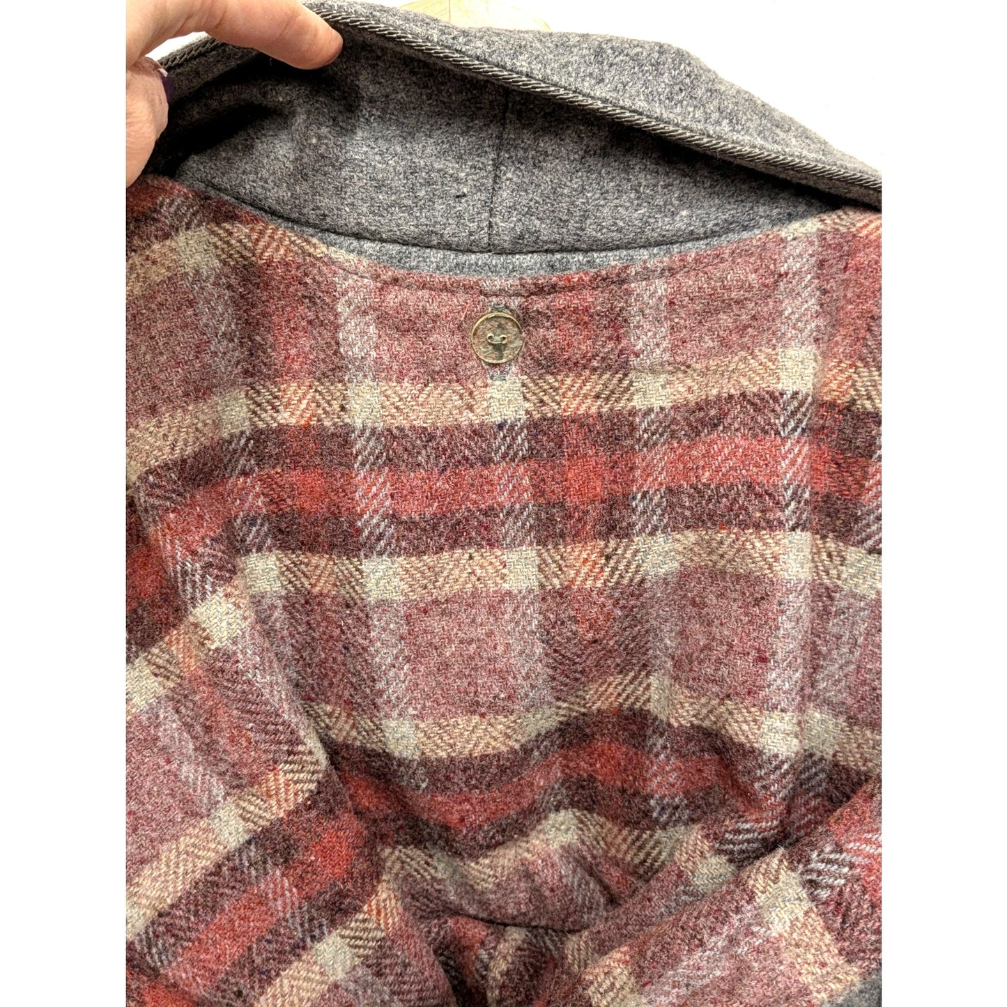 1980s JCPenney Grey Wool Hooded Coat