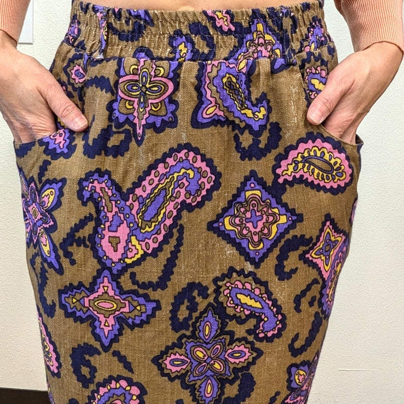 Vinatge Norton McNaughton Linen Paisley Pencil Skirt