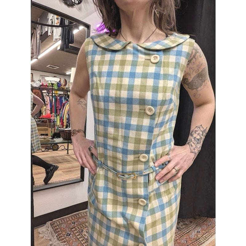 Vintage Pendleton Wool plaid Sleeveless Dress