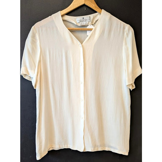Sax Fifth Ave. Silk Ivory Short Sleeve Blouse