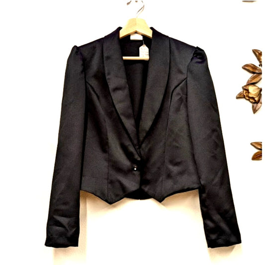 La Bene Black Satin Formal Short Jacket