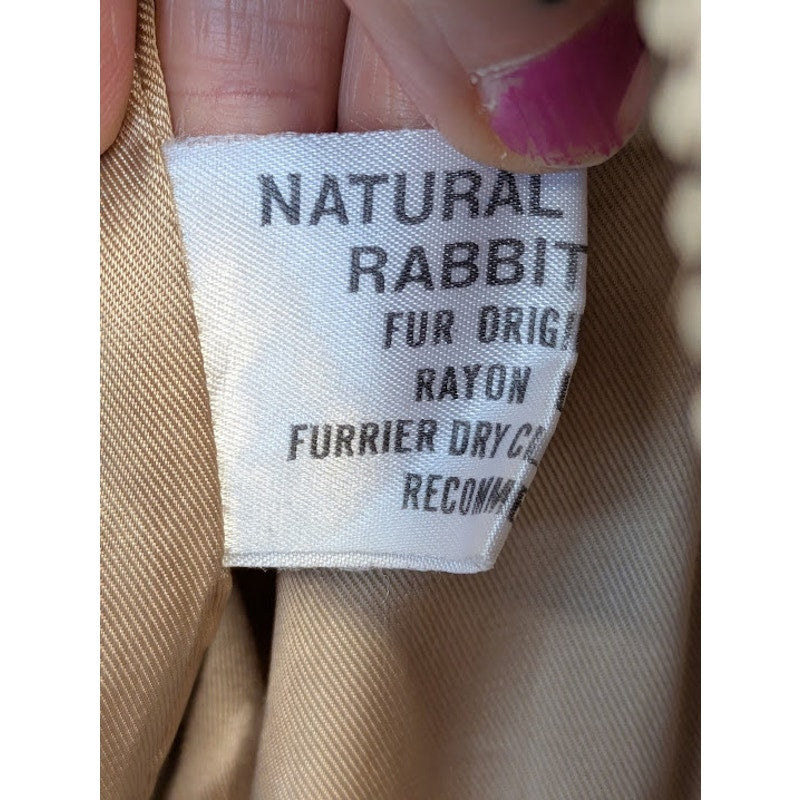 White and Brown Genuine Rabbit Fur Coat