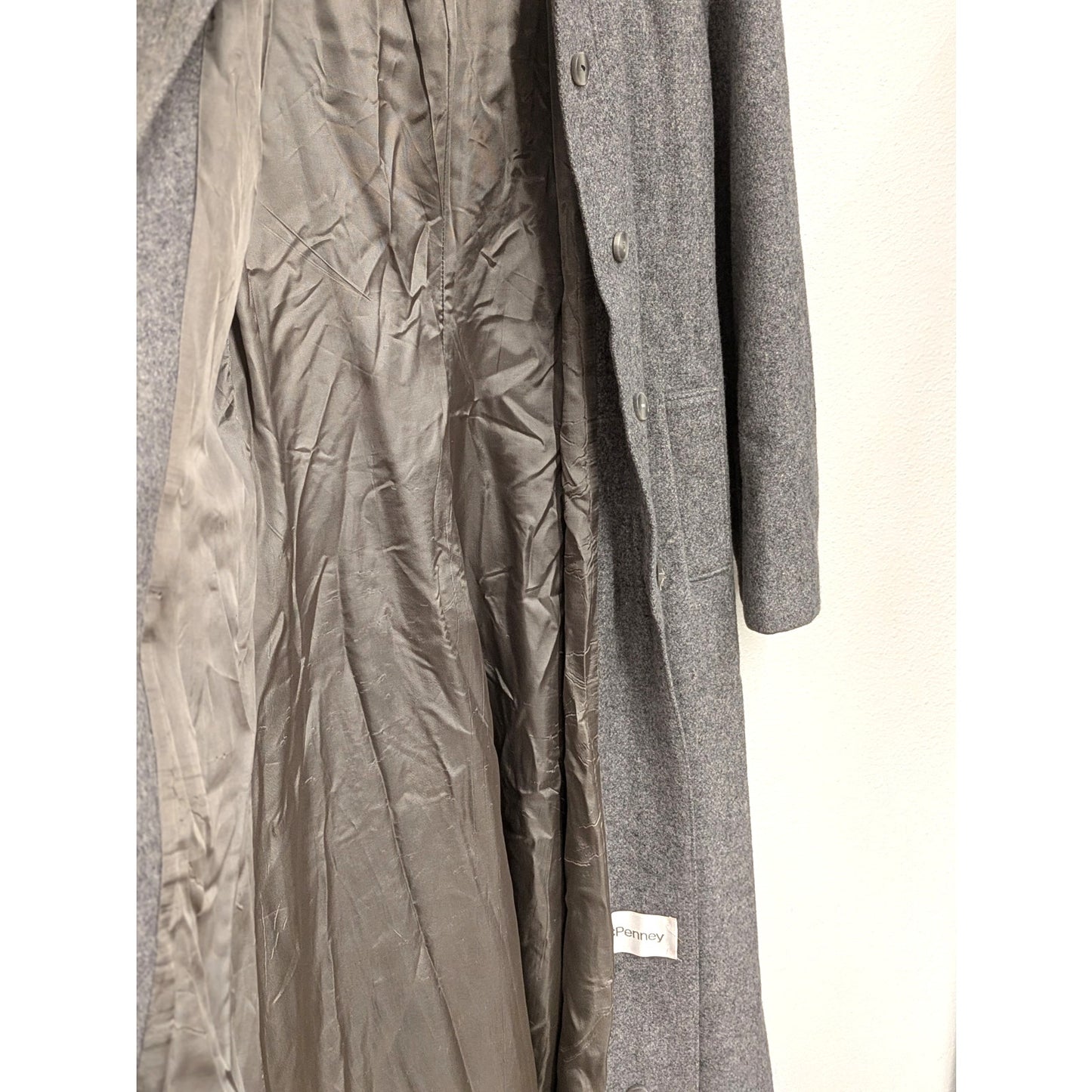 1980s JCPenney Grey Wool Hooded Coat