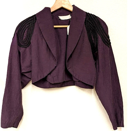 Casadei Purple Cropped Jacket with Rope Shoulder Detail