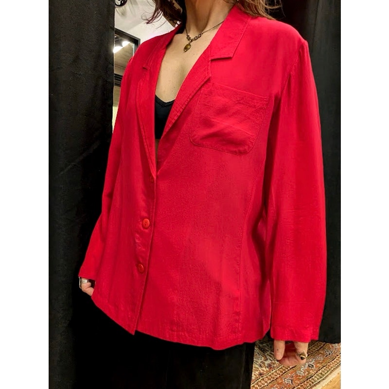 Vintage Red Royalsilk Red Blouse