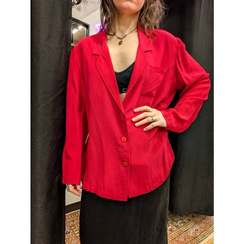 Vintage Red Royalsilk Red Blouse